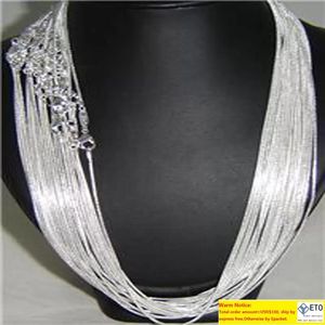 wholesale Collar de cadena de serpiente de plata esterlina de 1 mm para mujeres hombres joyería 16 pulgadas 18 pulgadas 20 pulgadas 22 pulgadas 24 pulgadas se puede elegir