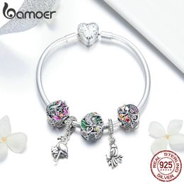 Groothandel- Sterling Zilver Tropische Dier Vogel Flamingo Hart Clasp Charm Armbanden voor Dames Sieraden Verjaardag Verjaardagscadeau