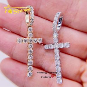 Pendentif croix en diamant Moissanite en or massif 10K, vente en gros, 3Mm GRA