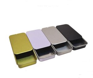 Venta al por mayor Cajas de almacenamiento Contenedores Slide Top Contenedores de lata de metal rectangulares para dulces Joyería Artesanía Píldoras Bálsamo labial Almacenamiento Kit de supervivencia SN4838