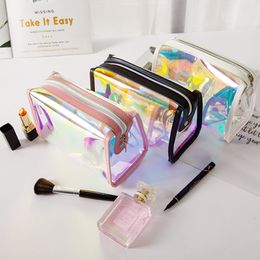 De gros!Bag de maquillage trapézoïdal TPU TPU Sac de maquillage laser éblouissant sac de maquillage transparent portable sac d'organisateur de maquillage transparent par Express A0052