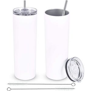 Tasses de sublimation droites en gros 20 oz gobelet isolé en acier inoxydable à double paroi avec couvercle de paille en plastique tasses tasse blanche vierge sxa14