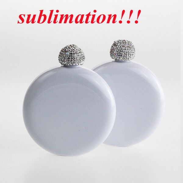 sublimation 5 oz flacons de hanche avec couvercle en diamant rond carré vierge en acier inoxydable Flagon mini bouteille d'eau gobelet