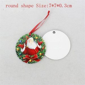 Venta al por mayor Sublimación en blanco Mdf Cuadrado redondo Nieve Adornos navideños Decoraciones Transferencia en caliente Impresión DIY Consumibles en blanco Regalos de Navidad Nuevo