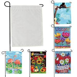 Gros Sublimation Blancs Drapeaux Décoration De Jardin 3 Couches Polyester Blanc Bannière Thermique Transfert De Chaleur Impression Tissu Drapeau DIY Décor À La Maison 30 * 40 cm Logo Personnalisé