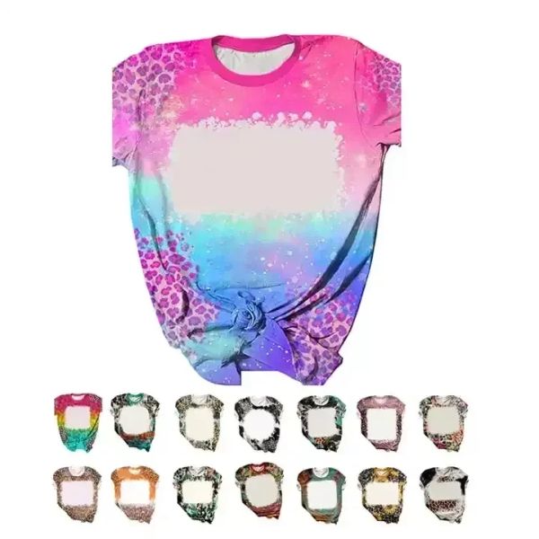 En gros Sublimation Chemises Blanchis Transfert De Chaleur Blanc Bleach Chemise Blanchi Polyester T-Shirts US Hommes Femmes Party Favor Fournitures DIY