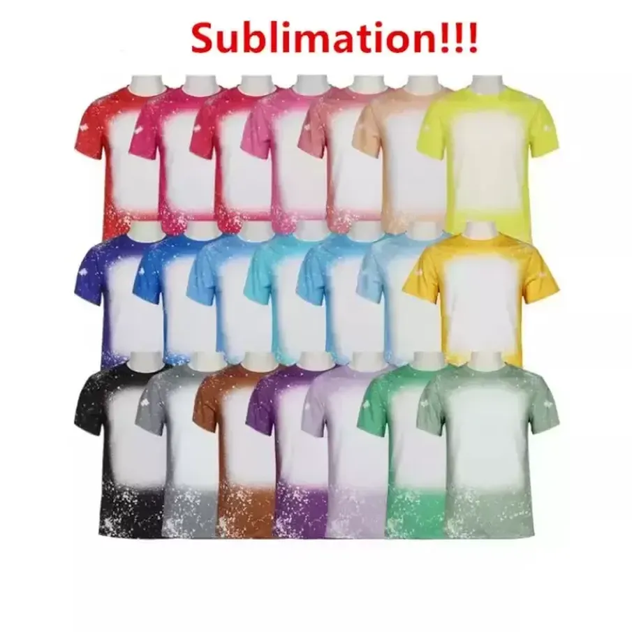 Fournitures de fête en gros chemises blanchies par sublimation chemise de blanchiment vierge de transfert de chaleur T-shirts en polyester blanchi sxaug01