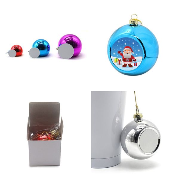 En gros Sublimation Boule De Noël Simple Côté pour Sous 3.15 pouces 8 cm En Plastique Décorations De Noël Maison En Plein Air Pendentifs A12