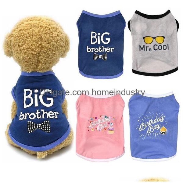 Venta al por mayor Sublimación Perros Camiseta Algodón Ropa para perros Camisas para cachorros Impresión linda Chalecos para gatos Ropa Verano Camisa para mascotas Chaleco para perros pequeños DHDCY