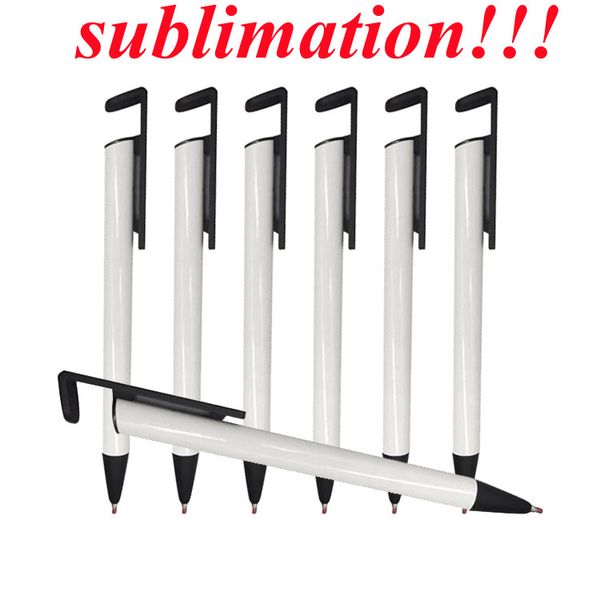 Venta al por mayor sublimación meta pluma Bolígrafo para sublimación Bolígrafo en blanco Shrink Warp Soporte para teléfono Bolígrafos Promoción Escuela Oficina Suministros de escritura