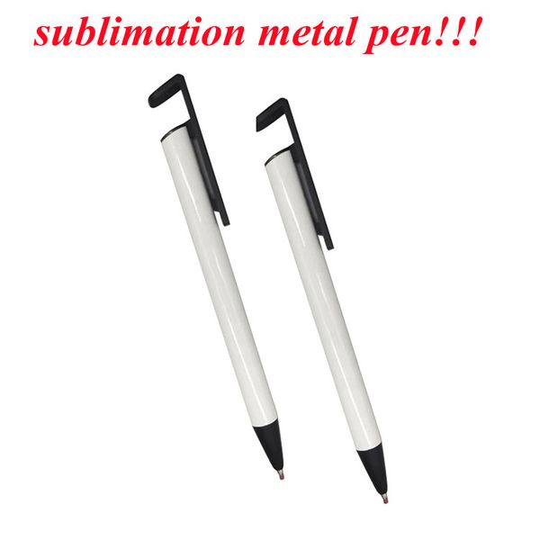 Stylo en métal de sublimation en gros avec match rétrécissement chaîne stylo à bille bricolage blanc école bureau fournitures d'écriture