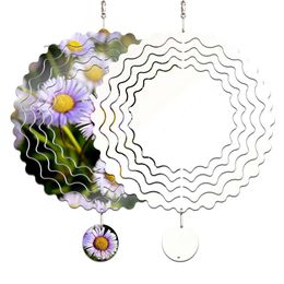 Spinner de sublimation en gros blancs de fleur forme de fleur en métal Sculpture sculpture ornement pour les cadeaux de décoration de jardin de jardin 0430