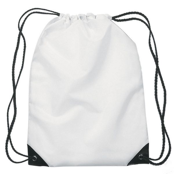 Gros Sublimation Blanc Cordon Sacs À Dos Transfert De Chaleur Blanc Blanc Ployester Sac DIY 13,3 X 16,5 pouces 210d Bundle Pocket Spot 42x34cm A12