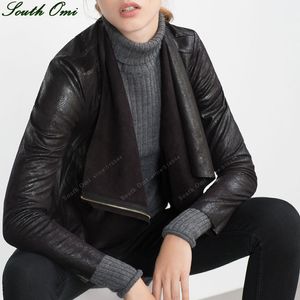 Venta al por mayor-Chaquetas de gamuza Chaqueta de cuero de imitación diseñador de moda para mujer prendas de vestir exteriores Chaqueta supernova Jaqueta couro Biker perfecto leren jas