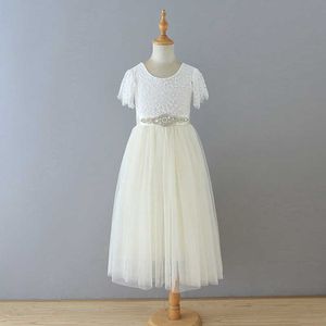 Vente en gros été bébé fille princesse robe cils dentelle dentelle droite tulle pour vêtements de mariage E13844 210610