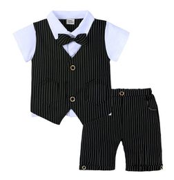 wholesale! Été garçons 2pcs ensembles Gentleman Costume Chemise shorts Bébé Garçon Vêtements Pour Enfants Designer Vêtements Pour Enfants Ensemble fit 9M-4T