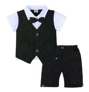 groothandel! Zomer jongens 2 stuks sets Gentleman Pak Shirt shorts Baby Boy Kleding Voor Kinderen Designer Kinderkleding Set fit 9M-4T