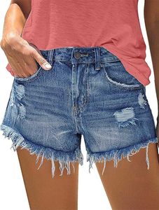 Venta al por mayor Marca de verano Pantalones cortos para mujer Falda corta Deportes Correr Fitness Secado rápido Modarani Mujer Cortar Denim Frayed Jean desgastado Cute Mid Rise Ripped Hot Comfy