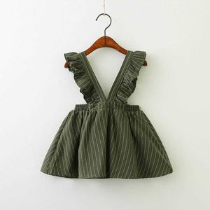 Robe d'été en gros pour filles Stripe Flare Sleeve Cotton Strap Vêtements pour enfants 2-6T LT004 210610