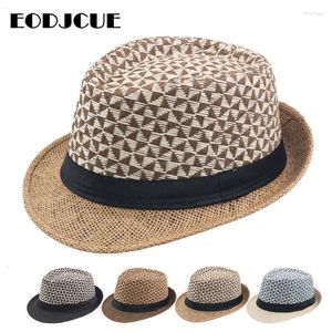 Vente en gros Summer Jazz Cap Beach Straw Caps Fedora Chapeaux Pour Hommes Panama Sun Hat Femmes