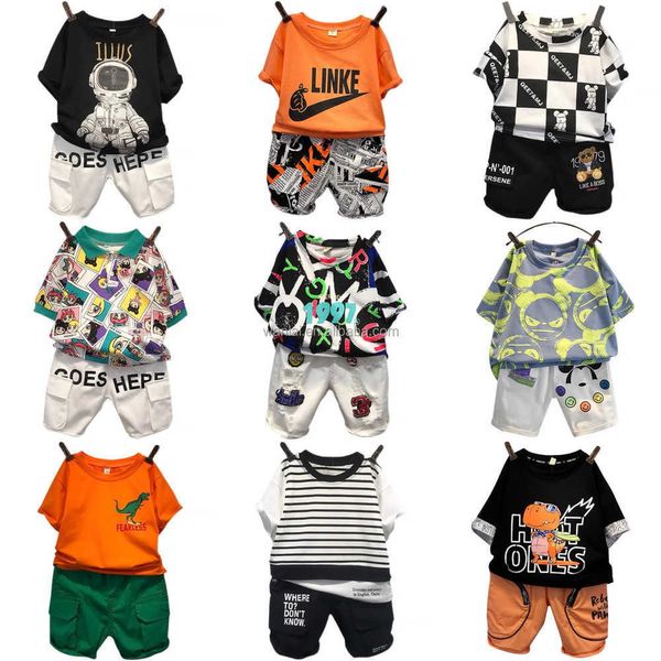 Vêtements d'été en gros pour enfants Vêtements pour bébés garçons élégants Ensembles de coton Cuit pour enfants