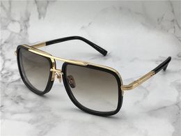Gros-lunettes de soleil lunettes de soleil Femmes / Hommes or / marron dégradé vintage style rétro cadre carré marque cas original numd180621-7