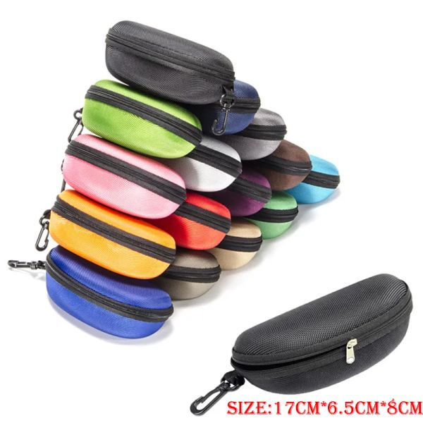 wholesale Caja de protección para gafas de sol Tela Oxford Color negro Estuche para gafas con cremallera Tela opcional 8 colores