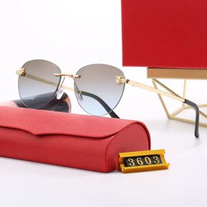 groothandel zonnebrillen gepolariseerd Luxe designer winkelwagenbril voor damesontwerpers Luipaardkop Frameloze herenzonnebril met houten pootjes Merk rode doos