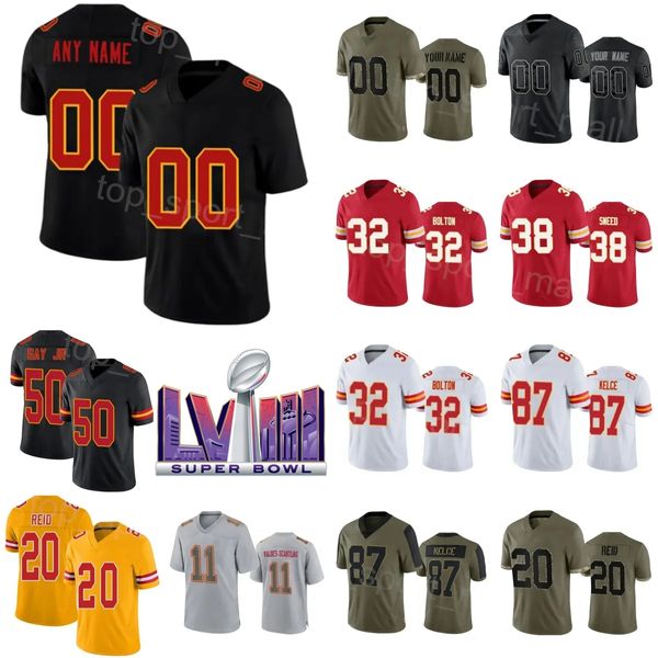 Super bols en gros lviii football 87 Travis Kelce Jersey 11 Marquez Valdesscantling 84 Justin Watson 32 Nick Bolton 38 Ljarius Sneed Willie Gay Justin Reid Man Wom