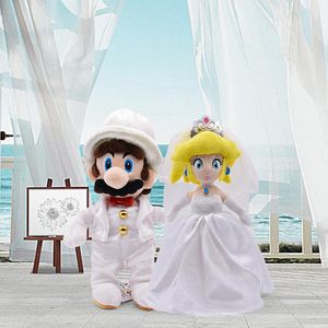 Groothandel Super Mushroom Cartoon Gevulde speelgoed Vuur Dragon Wedding Jurk Princess Doll Wedding Decoratie speelgoed
