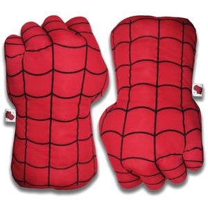 Série de super-héros en gros poings verts gants araignée rouge jouets en peluche gants de boxe pour enfants géant