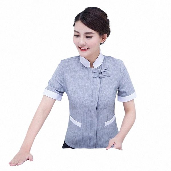 wholesale Service de nettoyage d'approvisionnement Uniforme Vêtements d'été à manches courtes Linge Mince Femmes Respirant Hôtel Chambre Serveur Wor Y55n #