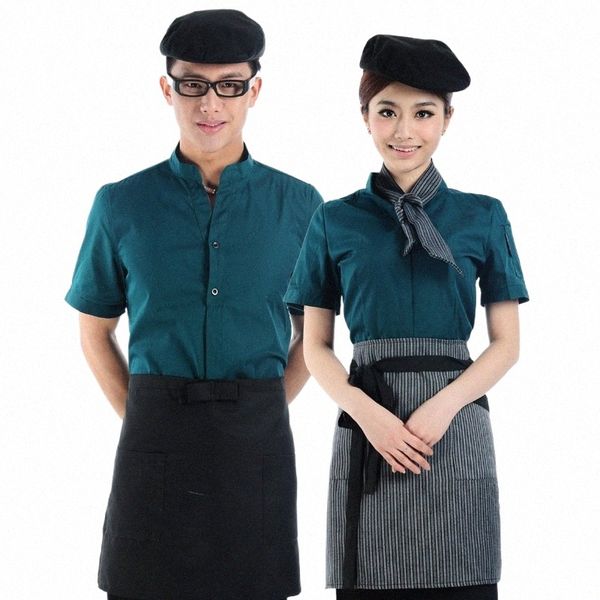 wholesale Fourniture de café serveur à manches courtes Bar KTV Hot Pot Shop Uniforme Restaurant Tea House Vêtements Été 28BF #