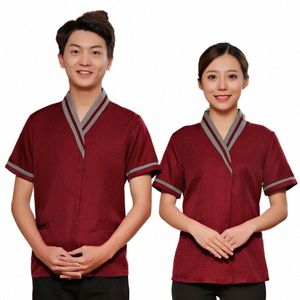 wholesale Service de nettoyage ponctuel d'approvisionnement uniforme à manches courtes été cool respirant hôtel chambre serveur vêtements de travail plus S 695R #