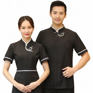 Vente en gros Serveur d'approvisionnement à manches courtes Vêtements d'été pour femmes Star Hôtel Vêtements de travail Hot Pot Shop Uniforme Logo personnalisé z4Lq #