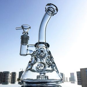 Gros suisse Perc pomme de douche recycleur narguilés 14mm femelle Joint bécher Fab oeuf style Dab plate-forme verre Bong avec bol MFE09