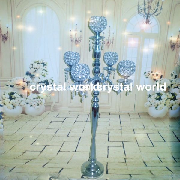Centre de table candélabre en gros avec bol de fleurs pour la décoration de mariage, centres de table candélabres de mariage