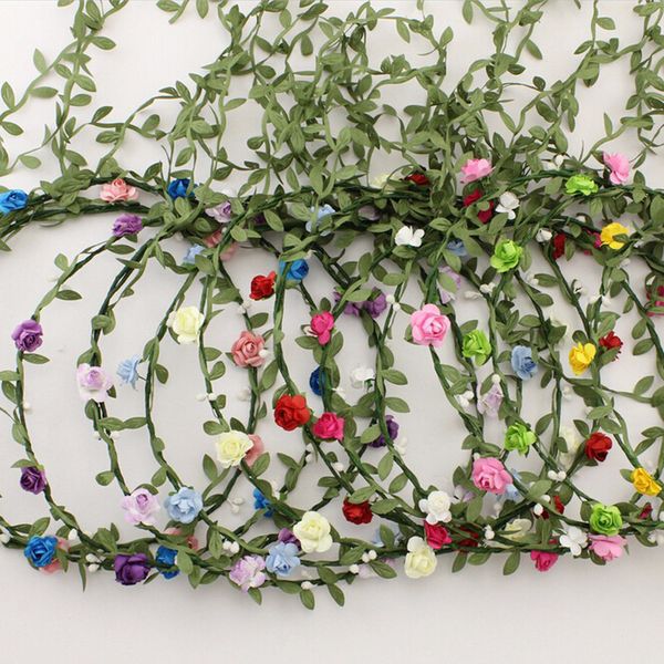 Venta al por mayor-borla en forma de flor diadema de alta calidad bohemio floral corona boda guirnalda frente pelo cabeza banda playa corona 9 colores