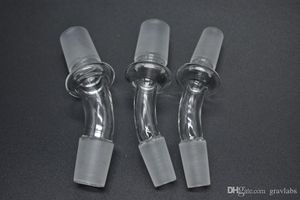 Adaptateur de verre en gros, angle de 45 degrés, 14,4 mm, 18,8 mm, joint 14 mm, 18 mm, convertisseur mâle à mâle, adaptateur en verre pour bongs