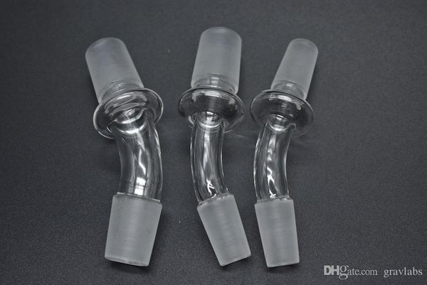 Adaptateur de verre en gros, angle de 45 degrés, 14,4 mm, 18,8 mm, joint 14 mm, 18 mm, convertisseur mâle à mâle, adaptateur en verre pour bongs