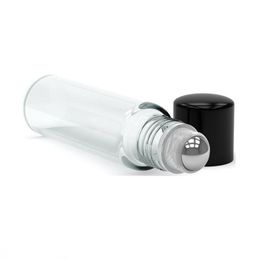 Bouteilles à rouleaux en verre transparent épais de 10 ml en gros 720 pièces 1/3 OZ bouteilles à rouler avec boule en acier inoxydable pour parfum d'huile essentielle Vwaqq