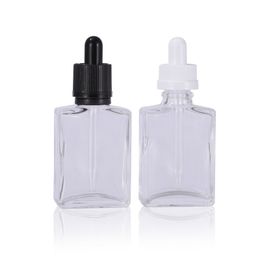 Bouteille en verre épais de 30 ml en verre transparent blanc un compte-gouttes pointu