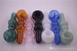 wholesale Pipe de gourde en verre coloré épais et capiteux de 12 cm mini pipe à tabac à la cuillère bon marché pour fumer des herbes sèches livraison gratuiteThick capiteux 12