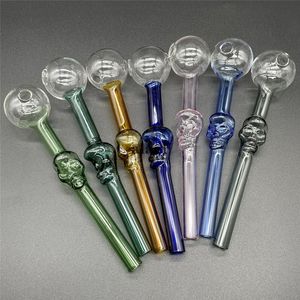 Groothandel dikke pyrex glas olie brander pijp waskolf schedel Clear pyrex Buis rook accessoire Pijp recycler olie Nagels glazen waterleiding