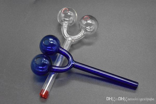 Pipes à fumer épaisses en gros, Double bulle en verre coloré, Tube de brûleur à mazout, tuyau en verre épais en verre transparent, livraison gratuite