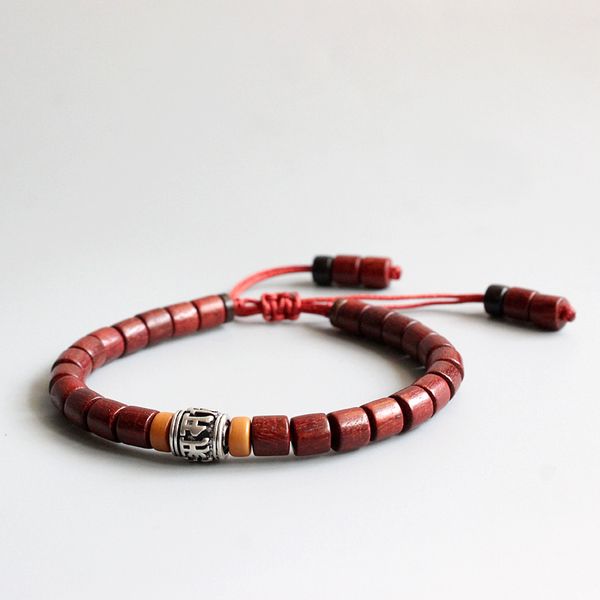 Bracelet bouddhiste tibétain en cuivre blanc, fait à la main, signe Mantra, breloque, ponceuses naturelles, perles de Mala en bois, unisexe, cadeau de noël, vente en gros