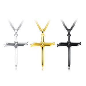 Pendentif croix en acier titane et acier moulé pour hommes, Style Punk, personnalité, accessoires de collier masculin, vente en gros
