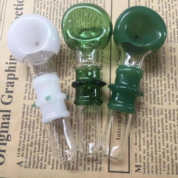 Venta al por mayor Tabaco Pepino Mano Embriagador Tubos de vidrio Pyrex Cuchara Bongs Quemadores de aceite Clavo Fumar pipa BJ