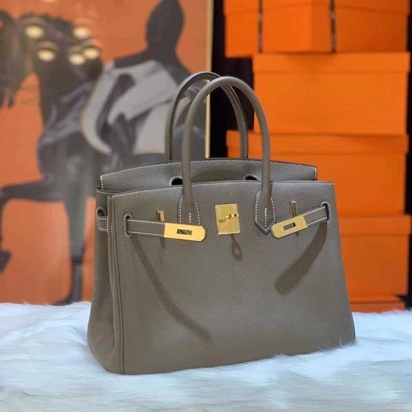 Vente en gros Top Original Party Home Sacs fourre-tout Boutique en ligne Fil de cire fait à la main Sac à main en cuir de veau Togo 25/30 Lock Lychee Lady Bag Have Real Logo