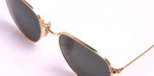 Lunettes de soleil hexagonales de qualité supérieure Hommes Femmes Lunettes de soleil hexagonales Verre uv400 Lentille Lunettes Steampunk avec boîte et étiquette de vente au détail